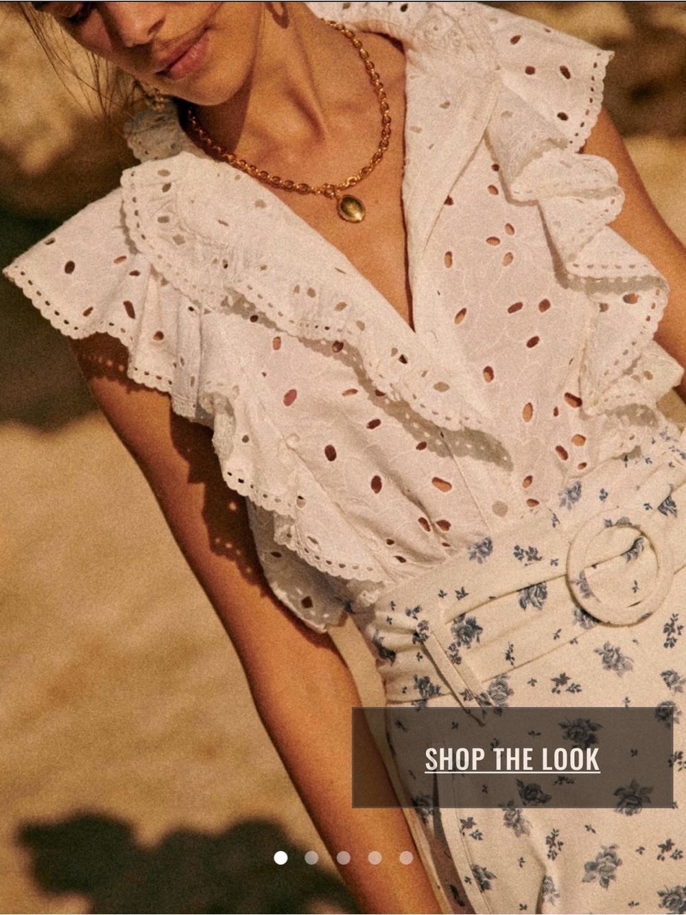 Sezane chiara White Eyelet Ruffle Sleeveless Blouse
